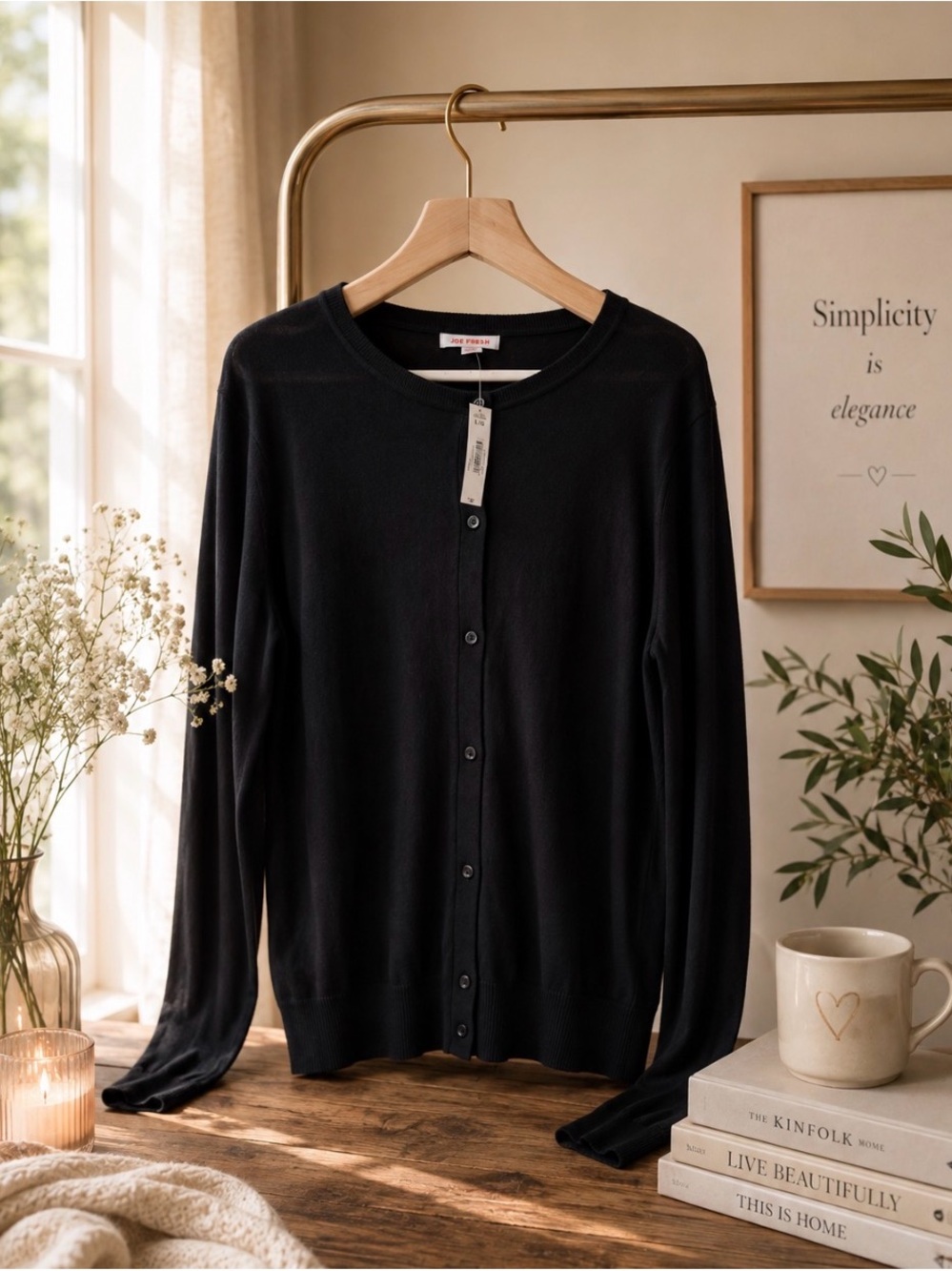 Joe Fresh Black Button-Front Women's Cardigan